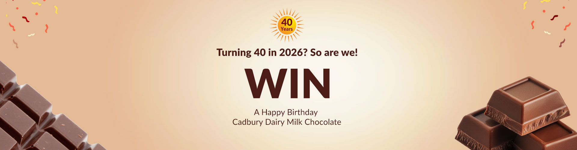 Join our latest competition for a chance to win a Cadbury dairy milk chocolate bar!